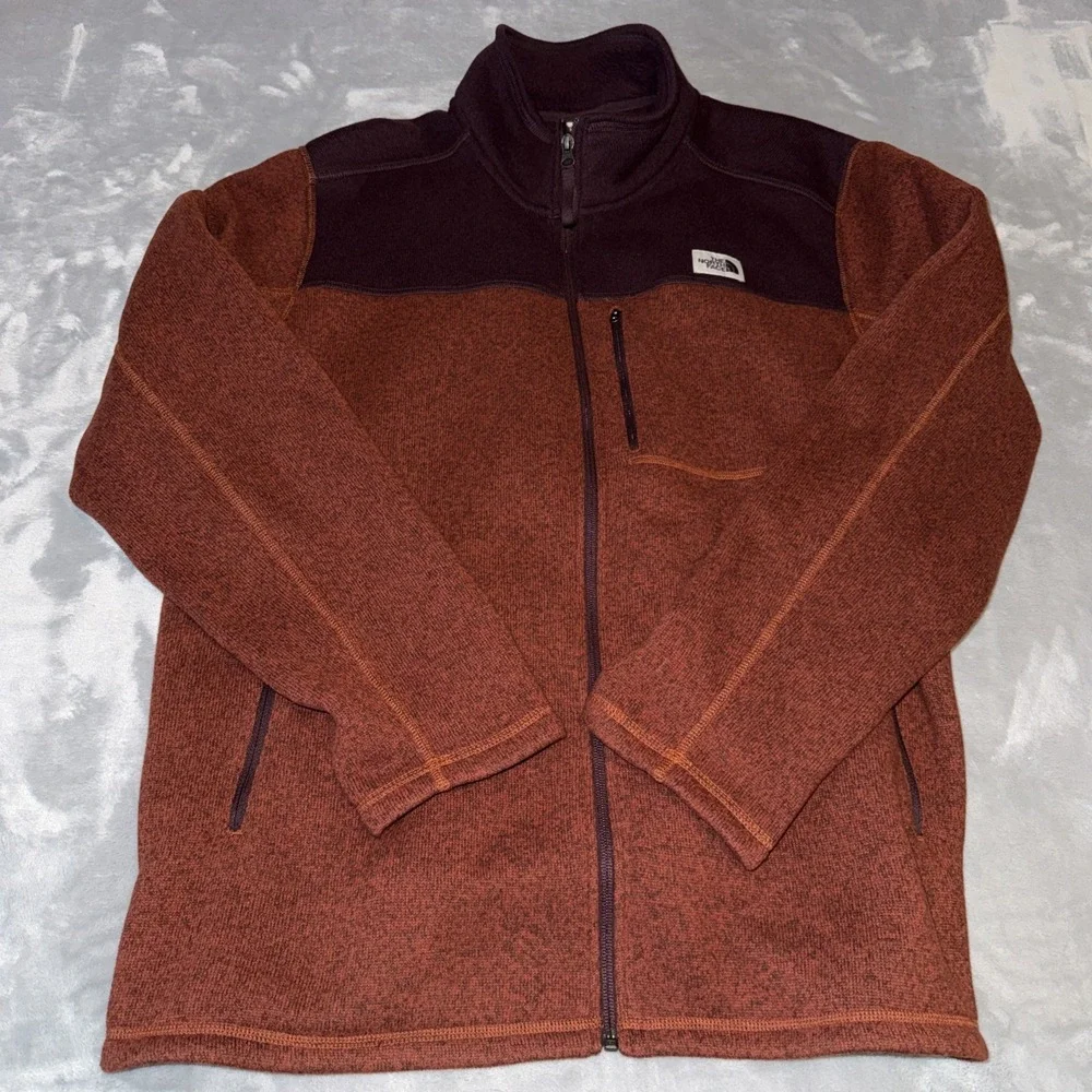 The North Face Jacket Mens 2XL Rust Maroon Gordon Lyons Full Zip Fleece Winter